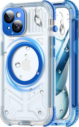 Miniatura 32 de Funda impermeable para iPhone 15 con Magsafe, protector de pantalla, cordón, IP68 militar de cuerpo completo a prueba de golpes, para deportes