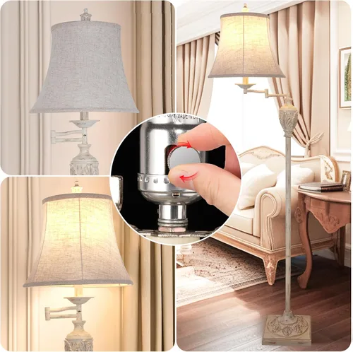 Miniatura 3 de Lámpara de pie LED tradicional con brazo oscilante ajustable de 350°, lámpara de poste vintage con brazo oscilante para sala de estar, dormitorio
