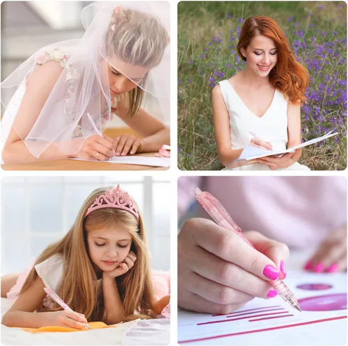 Miniatura 5 de Juego de 10 bolígrafos de tinta de gel en colores pastel, lindos para tomar notas, punta extrafina retráctil de 1/64 de pulgada (0.5 mm), 10 Rosa