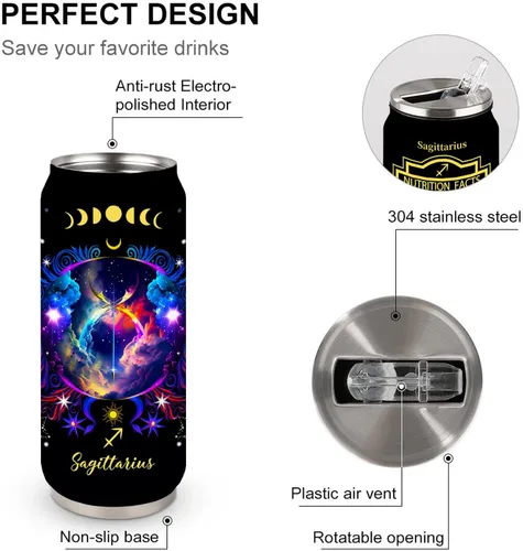Miniatura 5 de Tumbler de Constelación de Sagitario del Zodiaco de Acero Inoxidable para Hombres y Mujeres Fanáticos de la Astrología Regalos de Cumpleaños Tumbler