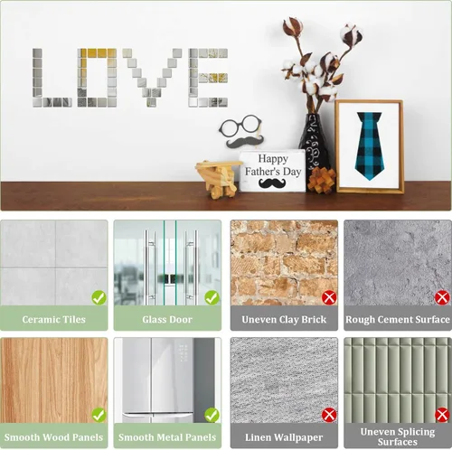 Miniatura 5 de ROADPLUM 30 piezas de azulejos de espejo acrílicos autoadhesivos, cuadrados cuadrados de alta definición de 2 pulgadas para manualidades y mesas