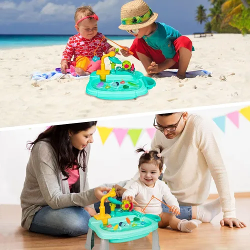 Miniatura 7 de STBEIMEIMY Fregadero de Juego para Niños con Agua Corriente, Mesa de Agua Mini, Juguetes de Agua, Grifo Mejorado y Platos de Juego, Juguete