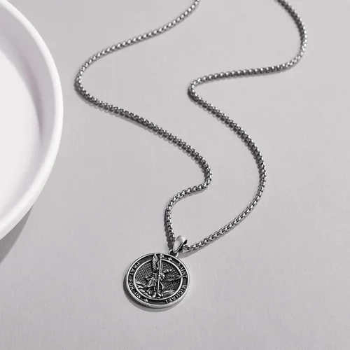 Miniatura 95 de Collar de plata de ley 925 con medalla de San Patrón, colgante de protección católica, amuleto, joyería religiosa para hombres y mujeres
