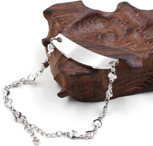 Miniatura 4 de Pulsera de símbolo médico de plata grabada con láser, alerta de salud grabada en forma de corazón, adecuada para primeros auxilios de emergencia