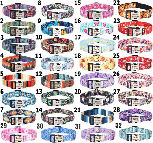 Miniatura 2 de Juego de collares de perro personalizados personalizados con correa de aire y soporte para etiqueta de aire con placa de identificación grabada
