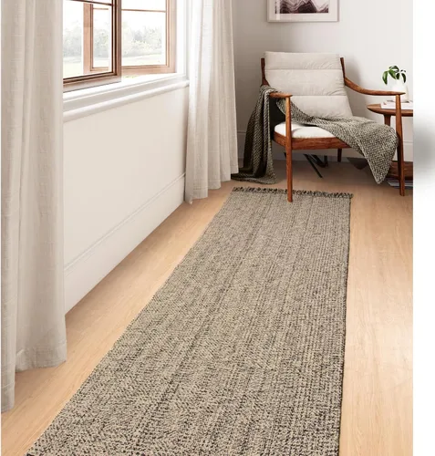 Miniatura 14 de Collive - Tapete de pasillo de cocina, 2 x 4.3 pies, tejido a mano, reversible, lavable, de algodón, color blanco/beige, para baño, pasillo