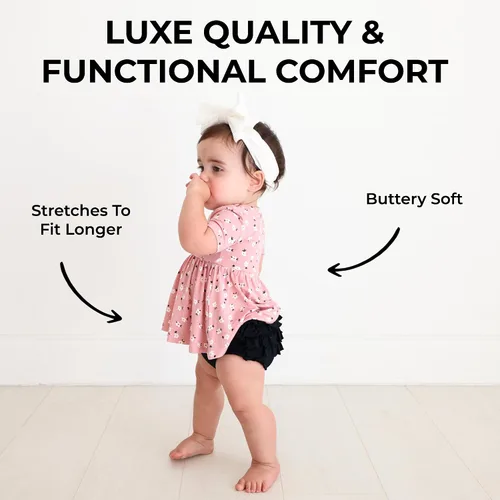 Miniatura 2 de Posh Peanut Conjunto básico de manga corta con peplum top y Bloomer - Conjunto de volantes Bummie - Viscosa suave de bambú
