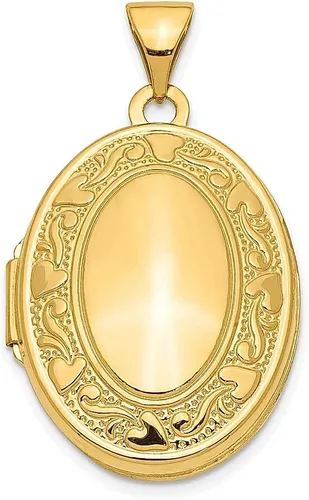 Colgante portafotos IceCarats de oro amarillo de 14quilates, ovalado, para mujer, para fotos, como regalo de San Valentín