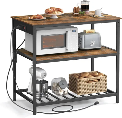 Miniatura 13 de VASAGLE UKKI005B01 - Isla de cocina con 3 estantes, estante de cocina de 39.4 pulgadas de ancho con gran encimera, estructura de acero estable
