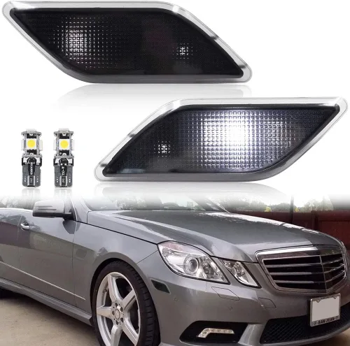 Miniatura 9 de Kits de luces indicadoras laterales LED con lentes ahumadas ámbar para Mercedes Benz W212 Clase E Pre-LCI E350 E550 E63 AMG 2010 2011 2012 2013
