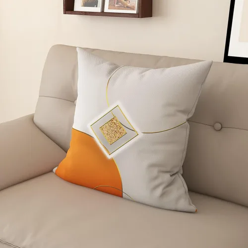 Miniatura 8 de Funda de almohada decorativa para sofá de sala de estar, patrón impreso de doble cara, funda de cojín naranja geométrica abstracta estilo nórdico
