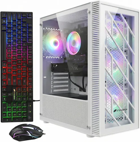 Miniatura 6 de STGAubron Computadora de escritorio para juegos, AMD Ryzen 5 2600 hasta 3.9G, Radeon RX 580 16G, 16G DDR4, 512G SSD, WiFi 6, BT 5.0, ventilador RGB