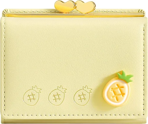 YINHEXI Cartera para mujer, tarjetero para mujer, pequeño bolso triple con bloqueo RFID, bonita cartera pequeña de cuero con bolsillo para mujeres,