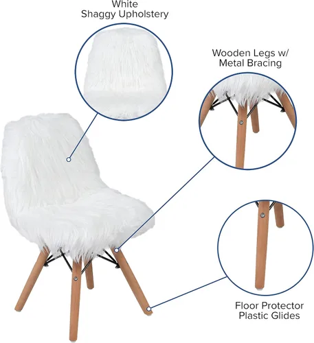 Miniatura 6 de Flash Furniture Silla de acento blanca para niños Shaggy Dog
