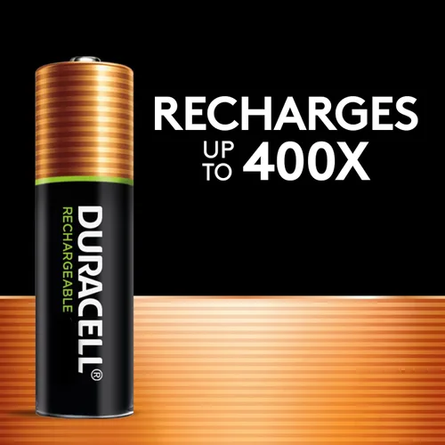 Miniatura 3 de Duracell Baterías AA recargables de 4 unidades, energía de larga duración, batería NiMH doble A precargada multiusos para dispositivos domésticos