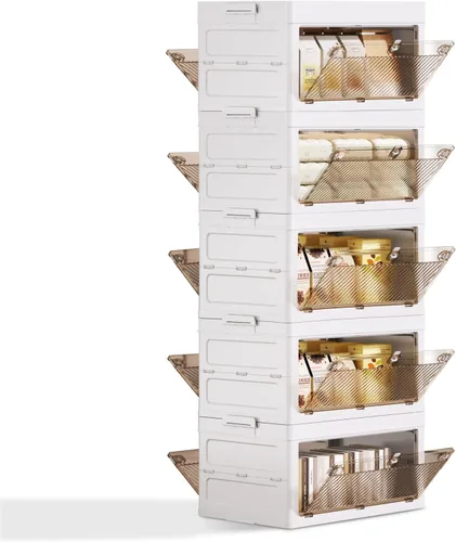 Miniatura 8 de QudraKast Contenedores Apilables de Plástico de 3 Niveles - Contenedores de Almacenamiento Apilables de 67QT - Organización de Armario Adecuada