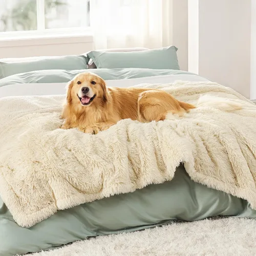Miniatura 10 de Bedsure Mantas para perros grandes, manta impermeable mullida para perro para protector de sofá y cama, lavable, manta mullida de piel sintética Gris