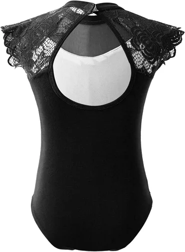 Miniatura 40 de JEATHA Leotardos de ballet para niñas, camisetas de baile, bailarina, encaje floral, con botones, entrepierna