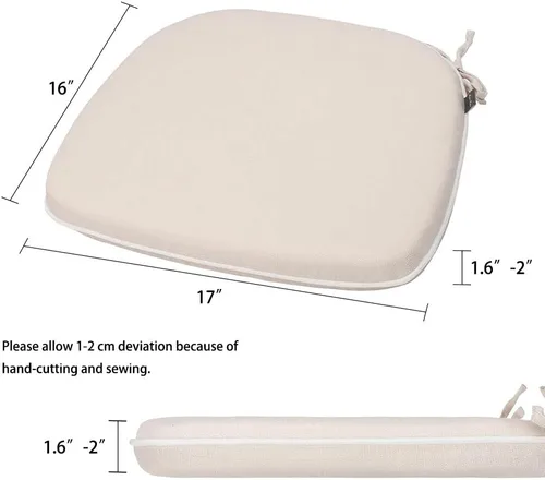 Miniatura 3 de Magpie Fabrics Juego de 2 cojines para sillas de exteriores e interiores de 17 x 16 x 2 pulgadas con lazos, impermeables, para todo tipo de clima