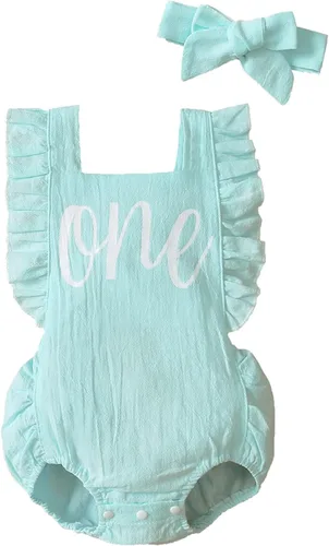 Miniatura 80 de Shalofer Traje de primer cumpleaños para bebé niña con diadema