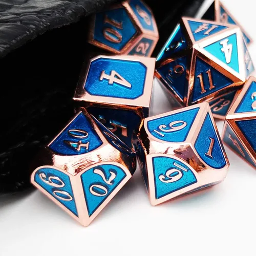 Miniatura 42 de Haxtec - Juego de dados de metal DND, dados poliédricos D&D compatibles con Dungeons and Dragons, regalo TTRPG, dados de metal bronce antiguo