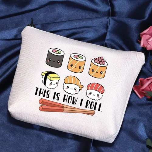 Miniatura 3 de POFULL Regalo para amantes del sushi, bolsa de cosméticos This is How I Roll, regalo de fiesta de sushi, cocina japonesa, regalo para amantes
