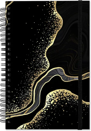 Miniatura 10 de Cuaderno de espiral, diario de tapa dura, cuaderno de espiral con rayas anchas, A5 de 5.5 x 8.3 pulgadas, papel grueso de 80 GSM, 60 hojas, 120