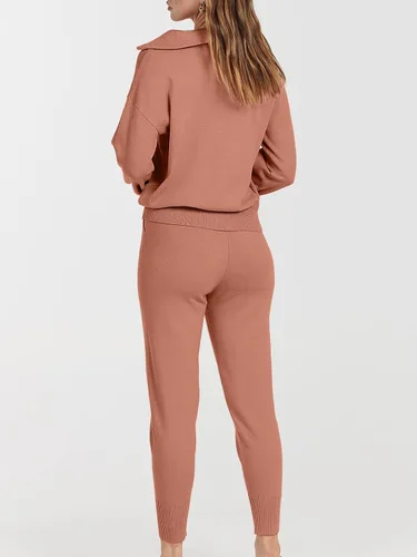 Miniatura 5 de ANRABESS Conjunto de dos piezas para mujer, suéter de manga larga y pantalones con cordón