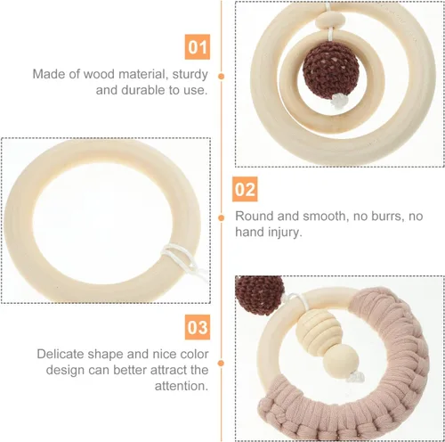Miniatura 8 de Toddmomy Juguetes de madera para colgar de madera, 4 piezas, juguete colgante de actividad de madera, decoración sensorial para guardería