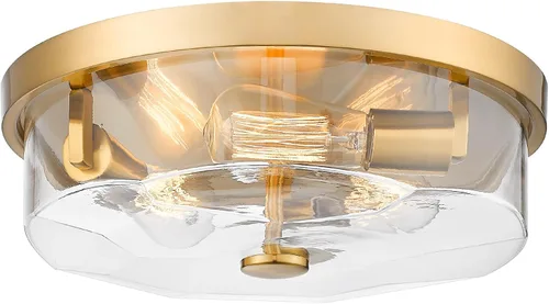 Miniatura 10 de Lámpara de Techo Empotrada de Níquel Cepillado, Luminarias de Pasillo de 2 Luces, Lámpara de Techo de Estilo Granja Moderna de Vidrio Transparente