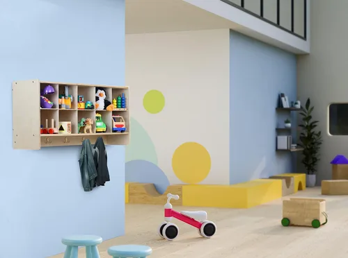 Miniatura 2 de Cubos organizadores de almacenamiento, 10 cubos con ganchos para abrigos, estante colgante de pared para juguetes de niños, guardería, aula, 47 Sin