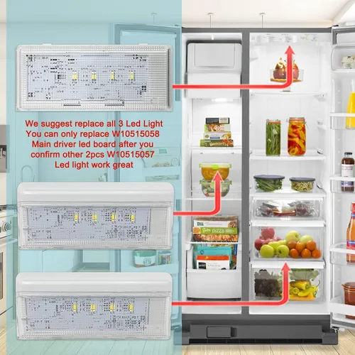 Miniatura 4 de WISINY W10515058 Luz LED Compatible para Refrigerador Kenmore Maytag Whirlpool Luz LED Reemplace WPW10515058 W10465957 W10522611 3021142