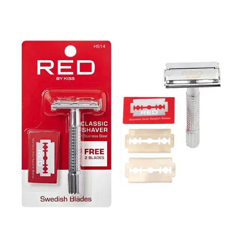 RED by Kiss Cortador de pelo de acero inoxidable, cuchillas de afeitar para afeitar, recortadora de bordes para hombres, afeitadora de pelo