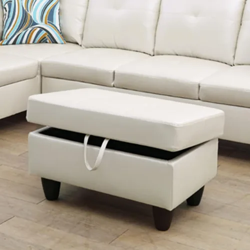Miniatura 17 de A Ainehome Otomana, moderna otomana de cuero para sala de estar, apartamento y espacio pequeño (tamaño: 28.5 x 19 x 17.5 pulgadas de alto, A-negro)