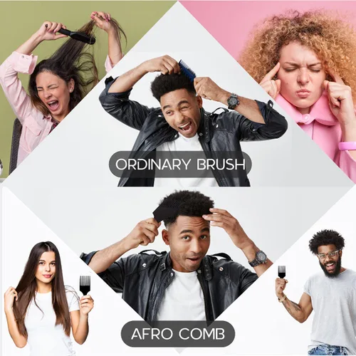 Miniatura 4 de Boorika Peine de púa afro para mujeres y hombres, 7.5 pulgadas, suave y resistente, dientes anchos para desenredar y peinar, paquete de 2