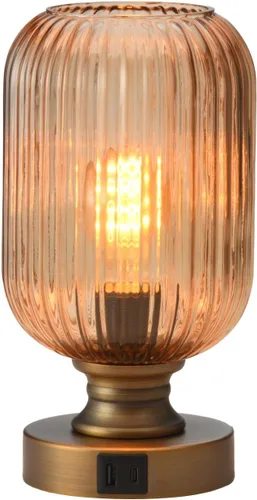 Miniatura 10 de Lámpara de mesa de vidrio de mediados del siglo, lámpara de escritorio regulable, bombilla LED incluida, temporizador incorporado, vidrio ámbar