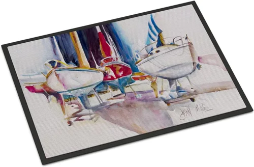 Miniatura 205 de Caroline's Treasures JMK1017JMAT - Tapete de caza de rana garza azul, 24 x 36 pulgadas, tapete para puerta delantera, interior y exterior