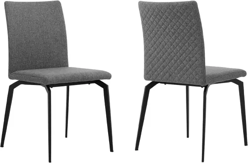 Miniatura 9 de Armen Living Lyon - Juego de 2 sillas de comedor modernas, tela azul y metal