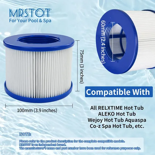 Miniatura 5 de Repuesto de filtro atornillado para bañera de hidromasaje RELXTIME/ALEKO/Wejoy Aquaspa/Co-z/Wave/CleverSpa, cartuchos roscados para jacuzzis Paquete