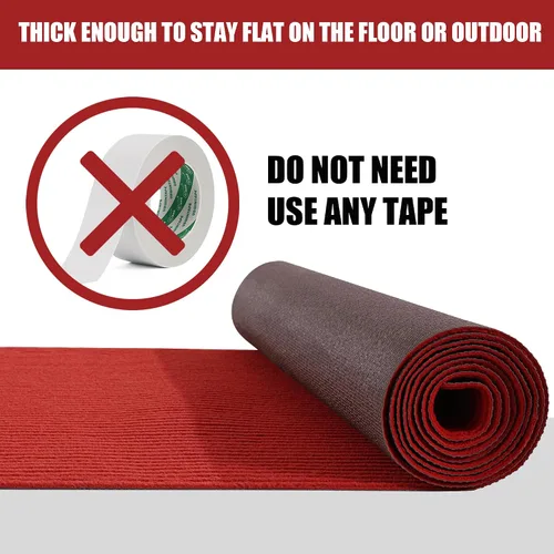 Miniatura 4 de HOMBYS Alfombra roja extra gruesa de 450 GSM para fiestas y eventos, 2.6 x 30 pies, camino de pasillo rojo para ceremonia de boda, alfombra