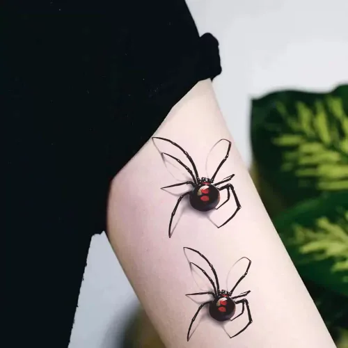 2 hojas de tatuajes temporales pequeños 3D de mariquita araña para adultos y niños, calcomanías realistas de tatuaje falso, arte corporal