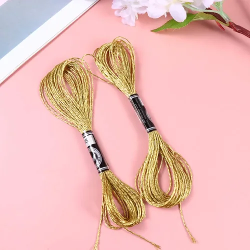 Miniatura 7 de EXCEART Hilo metálico para bordar, 12 hebras de 315 pulgadas, hilo de coser con purpurina para máquina y manual, manualidades, hilo de punto de cruz