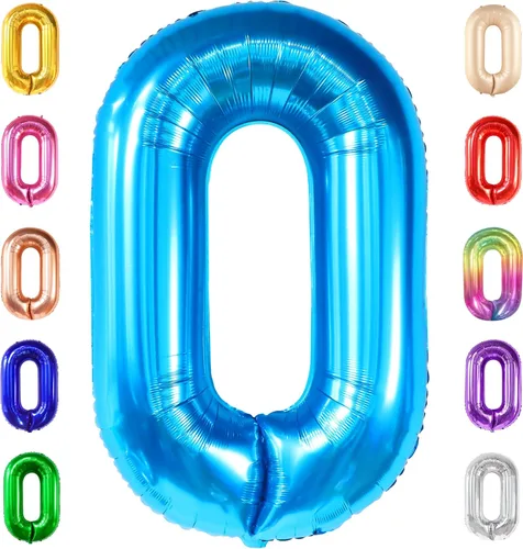 Miniatura 145 de Globo gigante plateado del número 0 de 40 pulgadas – Globo Mylar del número 0 Globo plateado 0 para decoraciones de fiesta Globo plateado