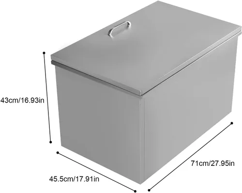 Miniatura 3 de PanDair - Cofre de hielo de acero inoxidable con tapa con bisagras, para interiores y exteriores, incluye tubo de drenaje y tapón de drenaje