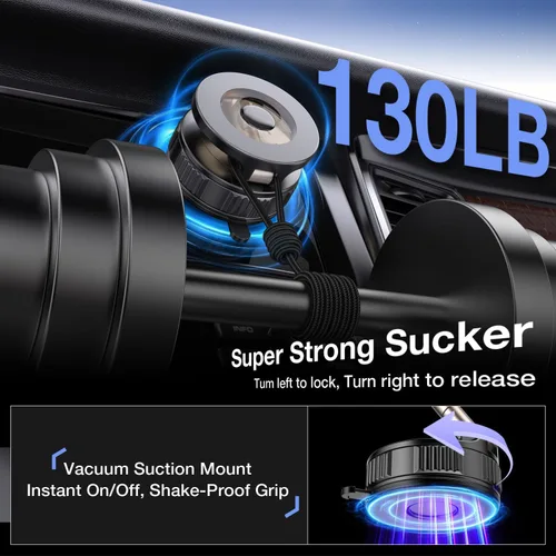 Miniatura 2 de Vooii Soporte para Teléfono de Coche para Magsafe (Sución Más Fuerte de 130+LB y Magnético de 3000gf) (Ajustable con Una Mano en 360°) Soporte