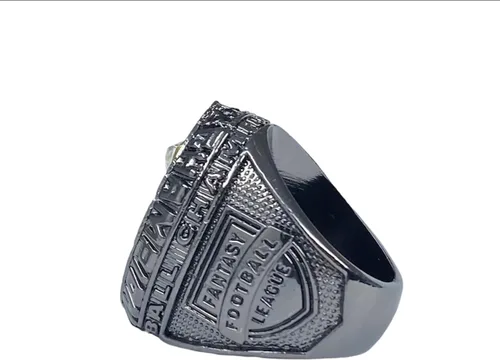 Miniatura 8 de Anillo de trofeo del campeonato de fútbol de fantasía 2023 Premio chapado en bronce negro para el ganador de la Liga de Fútbol Fantasía