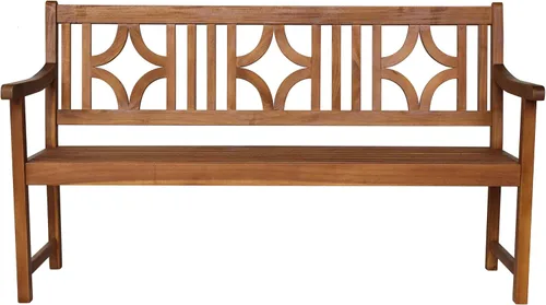 Miniatura 6 de JONATHAN Y Sloane BNH100A Banco de madera de acacia maciza para exteriores, asiento de jardín para 2 personas con respaldo geométrico y reposabrazos