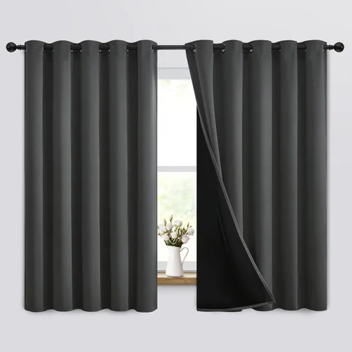 Miniatura 316 de Yakamok Cortinas negras, cortinas de ventana con aislamiento térmico y eficiencia energética para dormitorio, cortinas opacas completas y cortinas