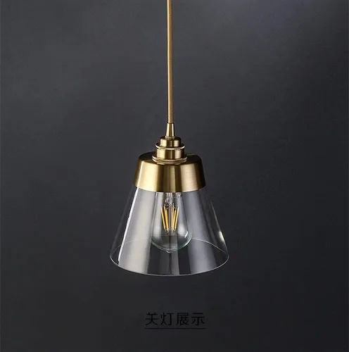 Miniatura 5 de Lámpara colgante con pantalla de vidrio, lámpara colgante de latón con acabado dorado, lámpara colgante de techo ajustable para mesita de noche
