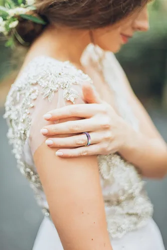 Miniatura 4 de WLPCIV Anillo de ansiedad para mujeres y hombres, anillo giratorio de acero inoxidable, anillos de arena con acabado con purpurina para aliviar